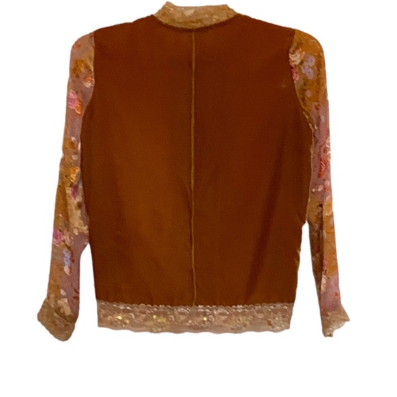Vintage Mechant Silk/Rayon Zip Front Jacket , lace sequins, floral all in one,S - Picture 3 of 7